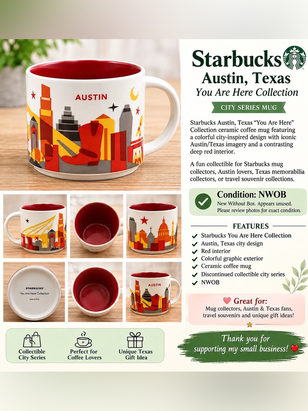 Starbucks Austin Texas You Are Here Collection Coffee Mug City Series NWOB